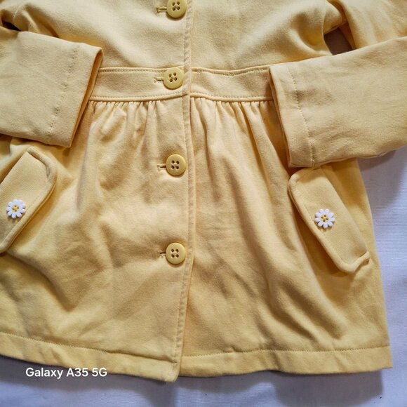 Yellow Gymboree Girls Button-Up Jacket With Daisy Pocket Details Cozy Sm (5-6) - Picture 2 of 7